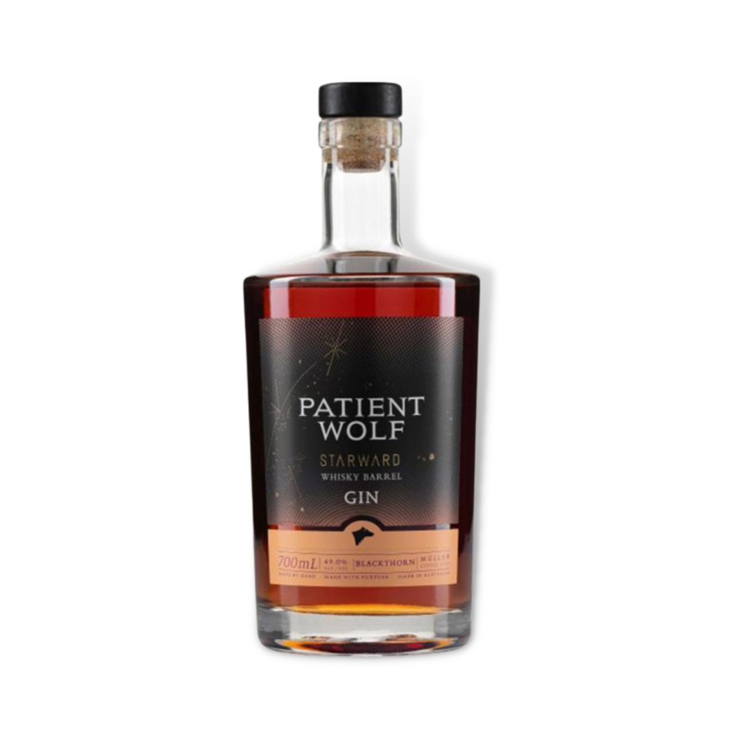 Australian Gin - Patient Wolf Starward Whisky Barrel Gin 700ml (ABV 49%)